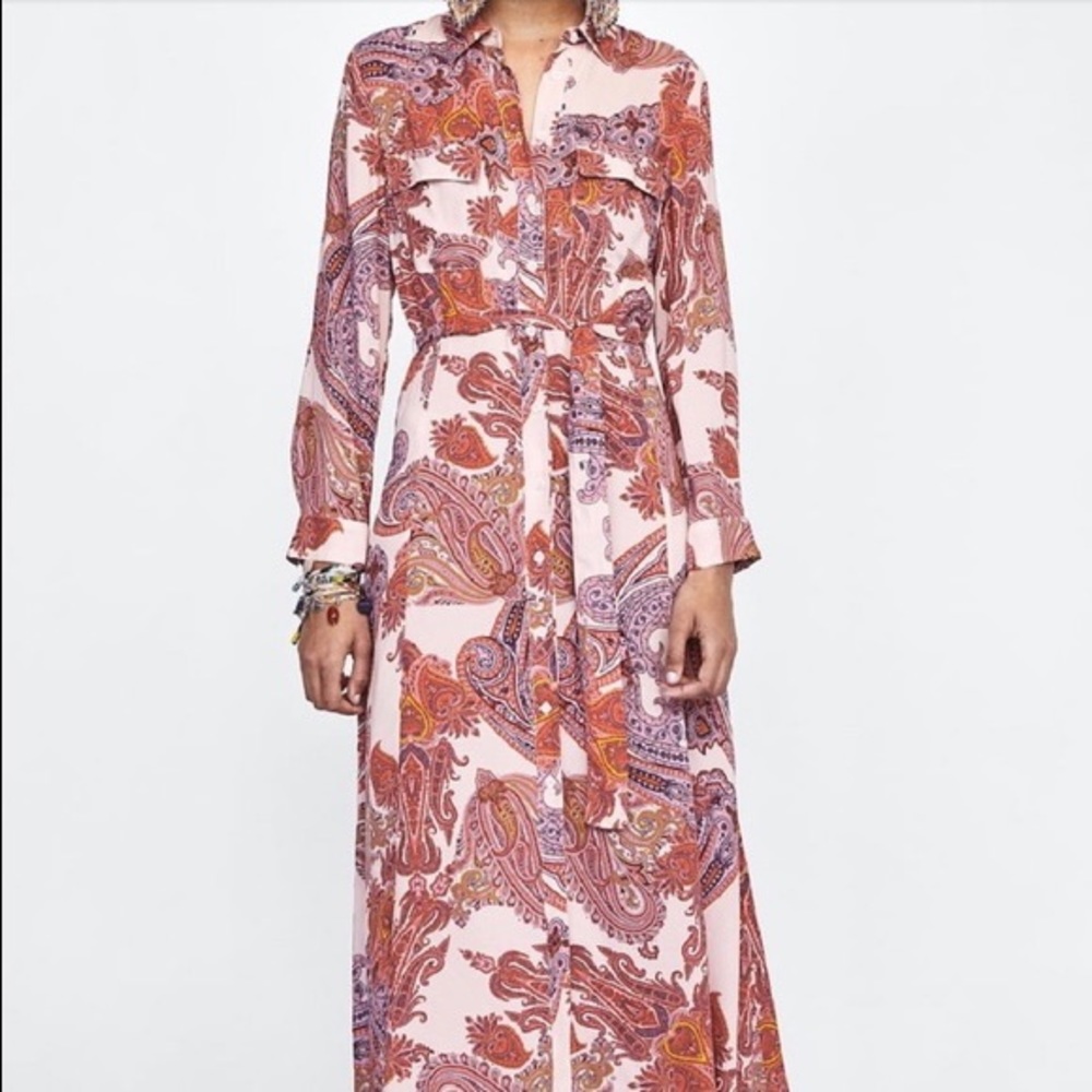 Zara Paisley Print Shirt Dress - Gem